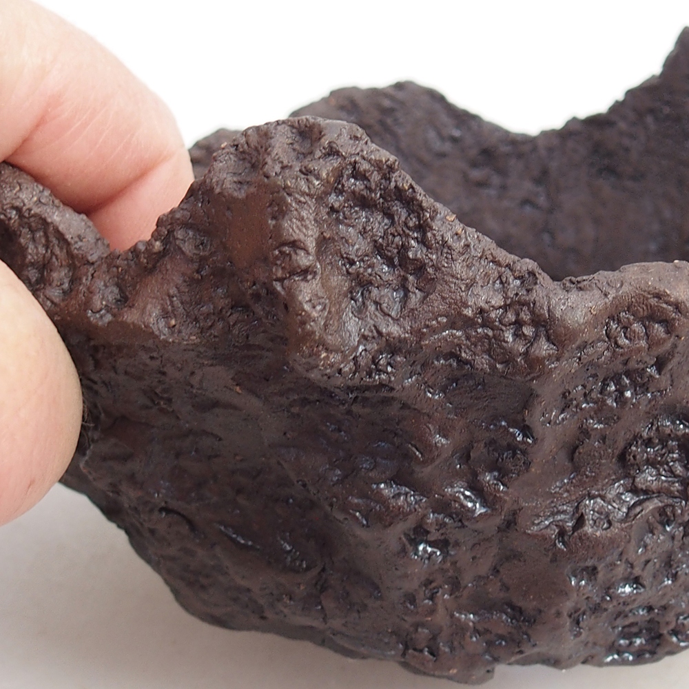 Keramische schaal 14 x 13 x 13 cm , kleur bruin