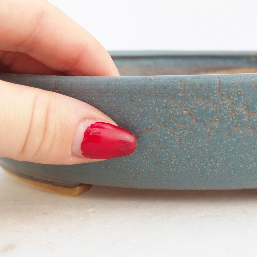 Bonsaischaal van keramiek 23 x 20 x 4,5 cm, kleur blauw