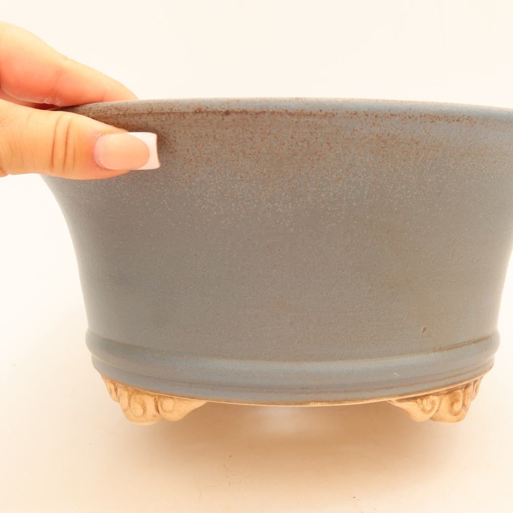 Keramische bonsaipot 24,5 x 24,5 x 11 cm, kleur: blauw