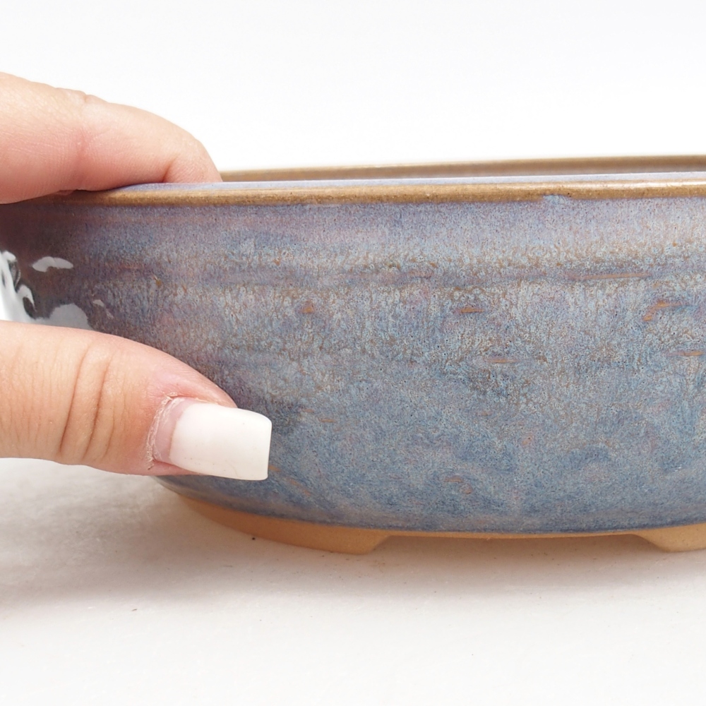 Bonsaischaal van keramiek 22 x 22 x 6,5 cm, kleur blauw