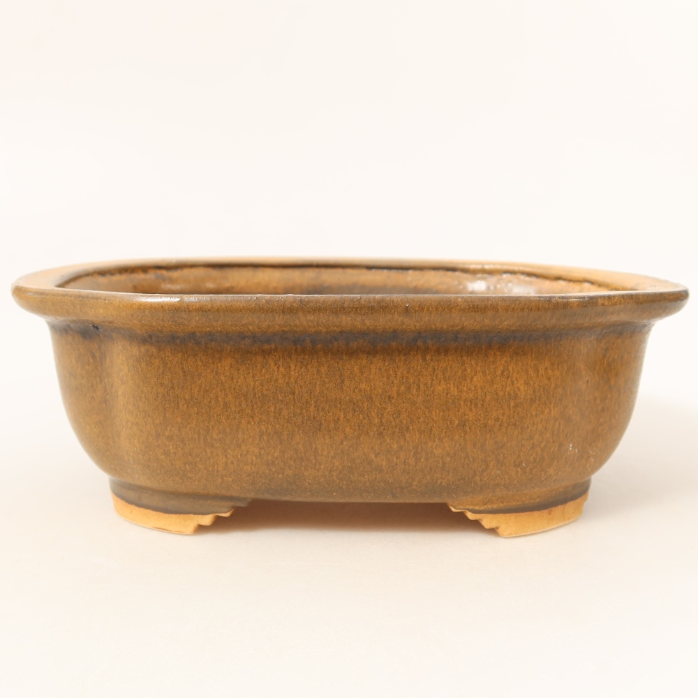 Keramische bonsaipot 20,5 x 16,5 x 7 cm, kleur bruin