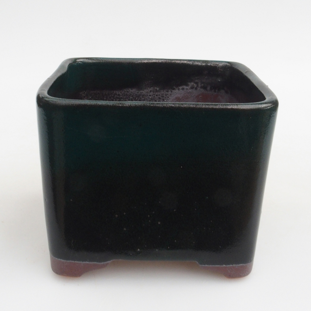 Bonsaischaal van keramiek 10 x 10 x 8 cm, groen