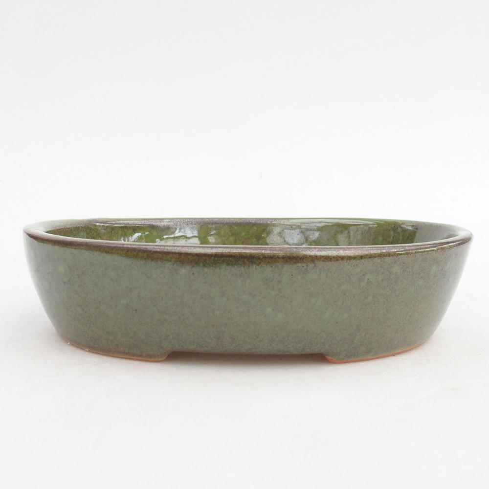 Bonsaischaal van keramiek 17,5 x 14,5 x 4 cm, groen