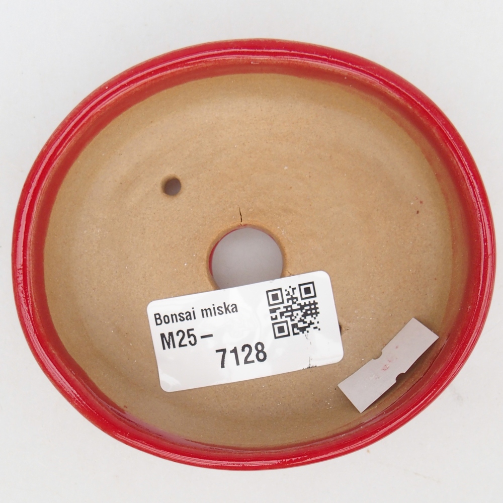 Bonsaischaal van keramiek 26 x 26 x 8 cm, kleur rood