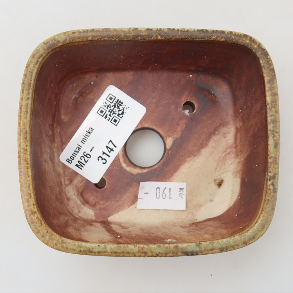 Bonsaischaal van keramiek 10 x 8,5 x 4 cm, groen