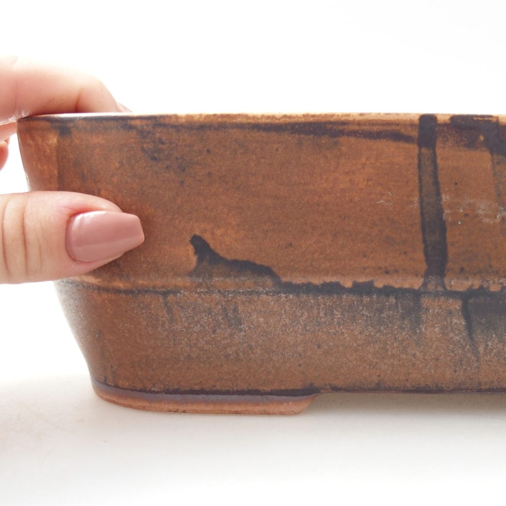 Bonsaischaal van keramiek 28 x 20,5 x 7,5 cm, bruin