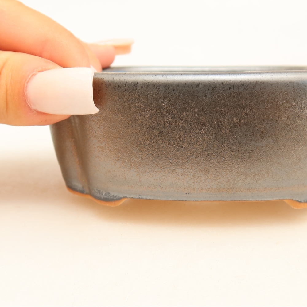 Keramische bonsaipot 10,5 x 8 x 4 cm, metaalachtige kleur