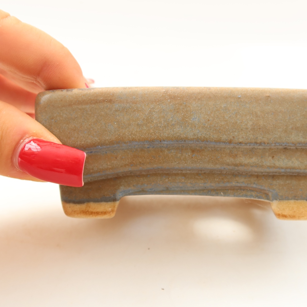 Bonsaischaal van keramiek 9,5 x 7,5 x 3,5 cm, kleur blauw