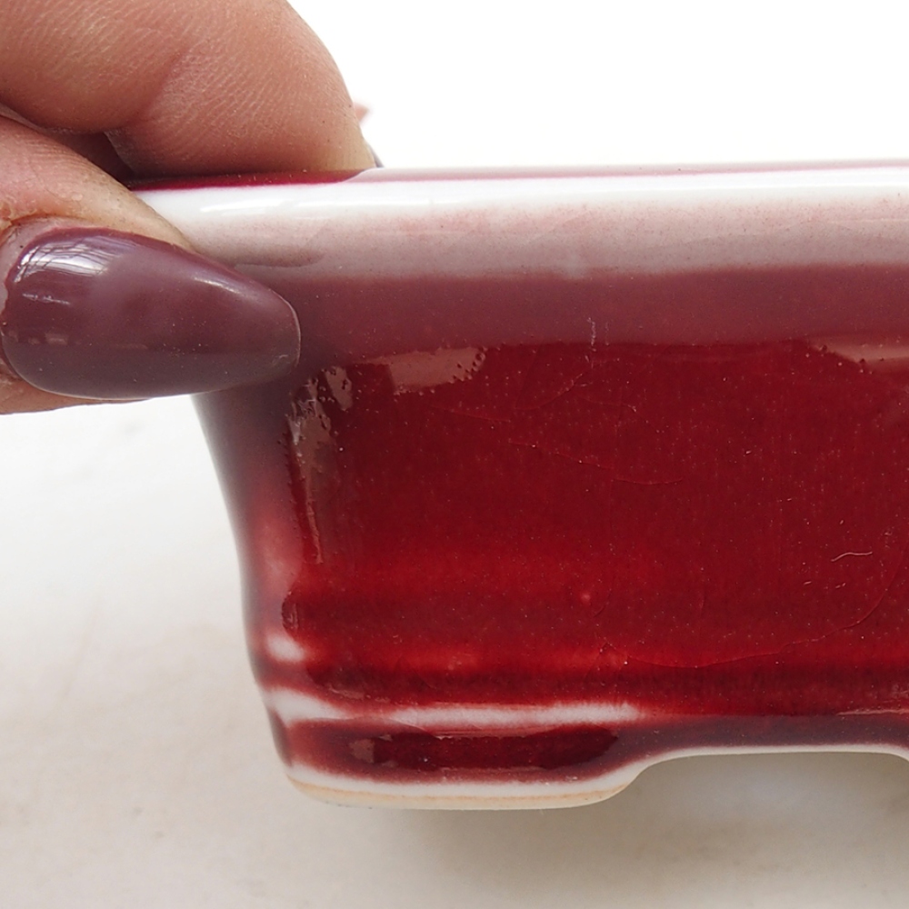 Bonsaischaal van keramiek 10 x 7,5 x 4 cm, kleur rood