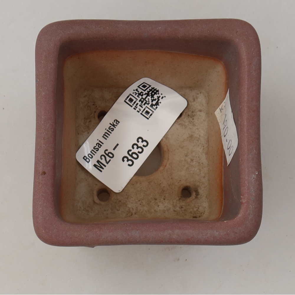 Bonsaischaal van keramiek 6,5 x 6,5 x 5 cm, kleur paars