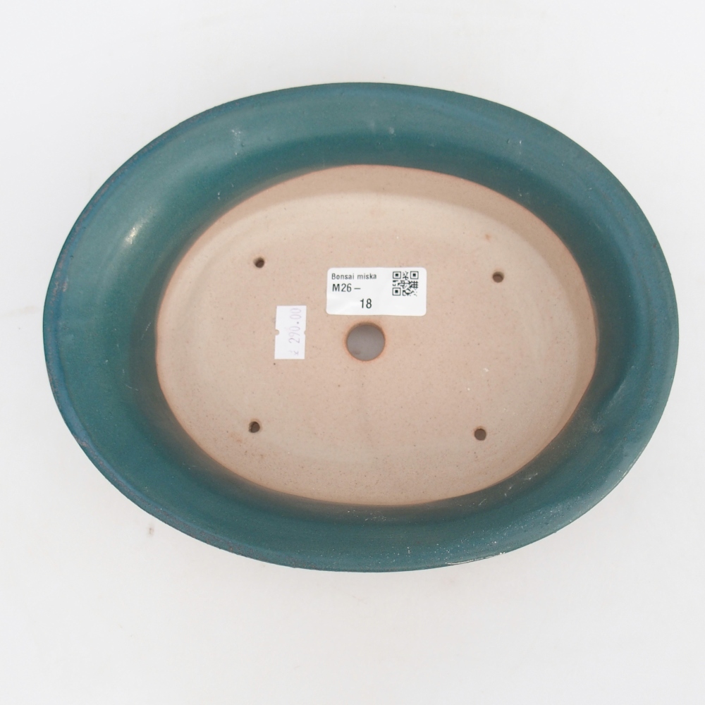 Bonsaischaal van keramiek 22,5 x 18,5 x 7 cm, kleur blauw