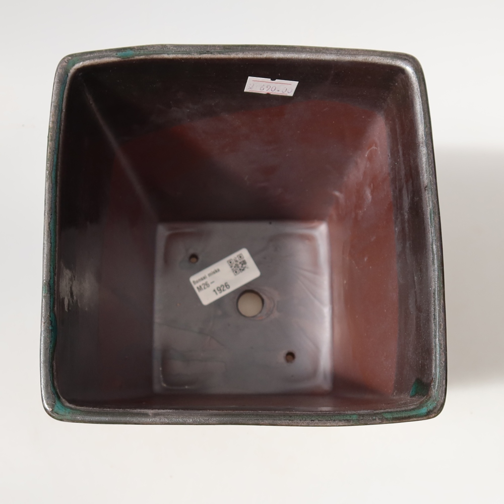 Keramische bonsaipot 15 x 15 x 19,5 cm, kleur metaalgroen