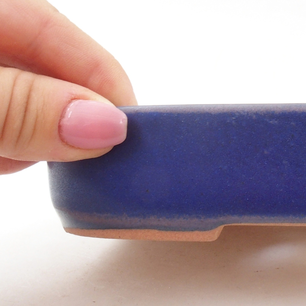 Bonsaischaal van keramiek 16 x 11 x 3,5 cm, kleur blauw