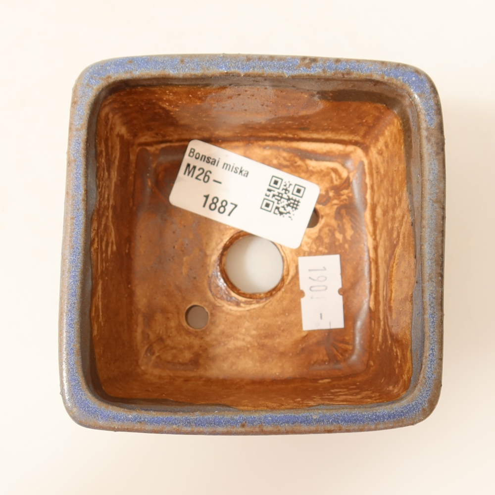 Bonsaischaal van keramiek 8,5 x 8,5 x 5,5 cm, kleur blauw