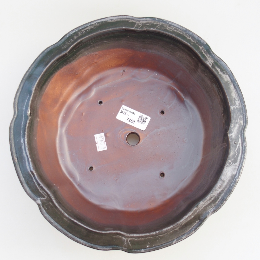 Bonsaischaal van keramiek 26 x 26 x 8 cm, kleur rood