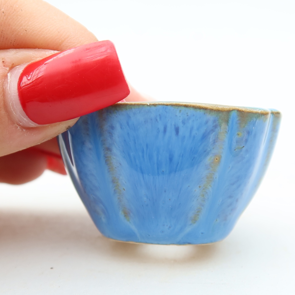 Bonsaischaaltje van keramiek 4,5 x 4,5 x 2,5 cm, kleur blauw
