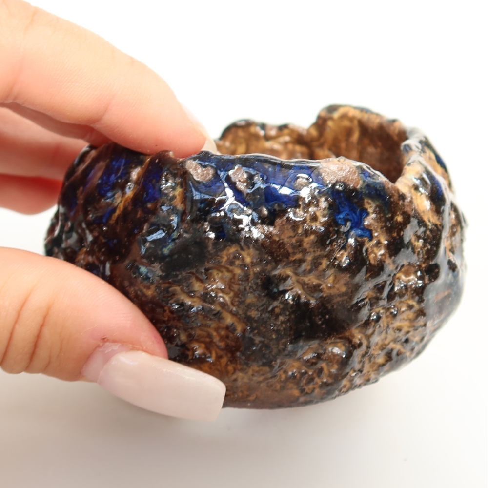 Keramische schaal  7 x 7 x 5,5 cm, kleur blauwbruin