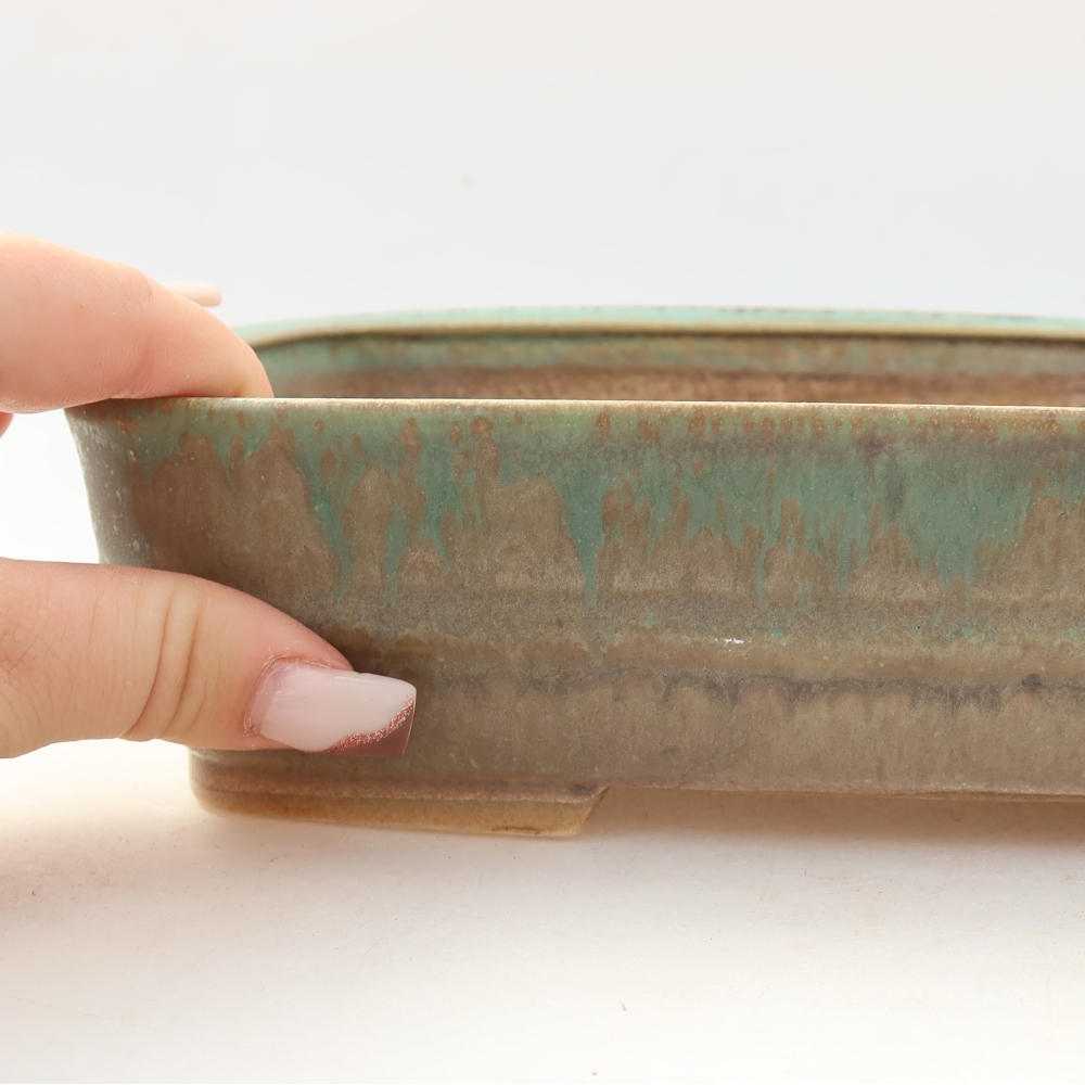 Keramische bonsaipot 22,5 x 18 x 6 cm, kleur groen
