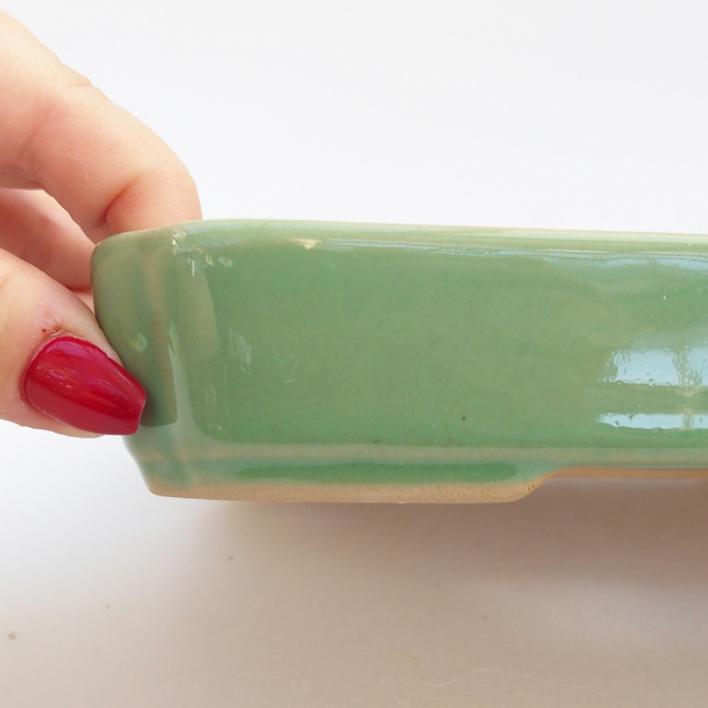 Bonsaischaal van keramiek 26 x 26 x 8 cm, kleur rood