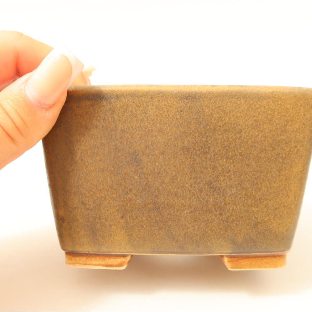 Keramische bonsaipot 10,5 x 10,5 x 7 cm, kleur bruin