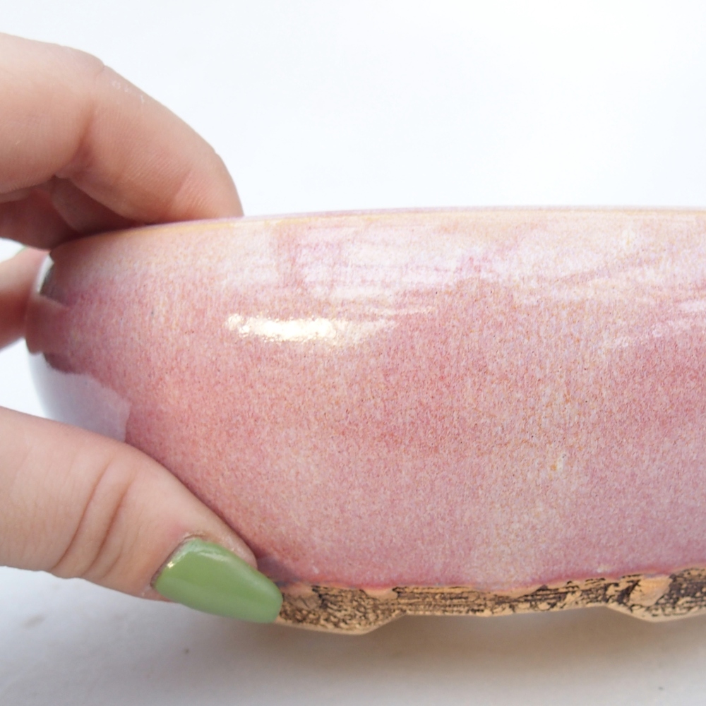 Bonsaischaal van keramiek 15,5 x 15,5 x 6 cm, roze