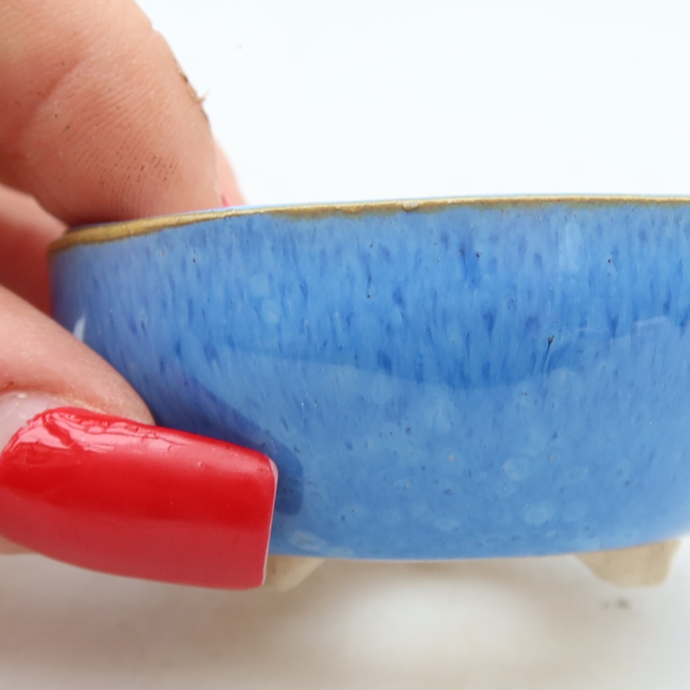 Keramische bonsaipot 6 x 6 x 3 cm, kleur: blauw