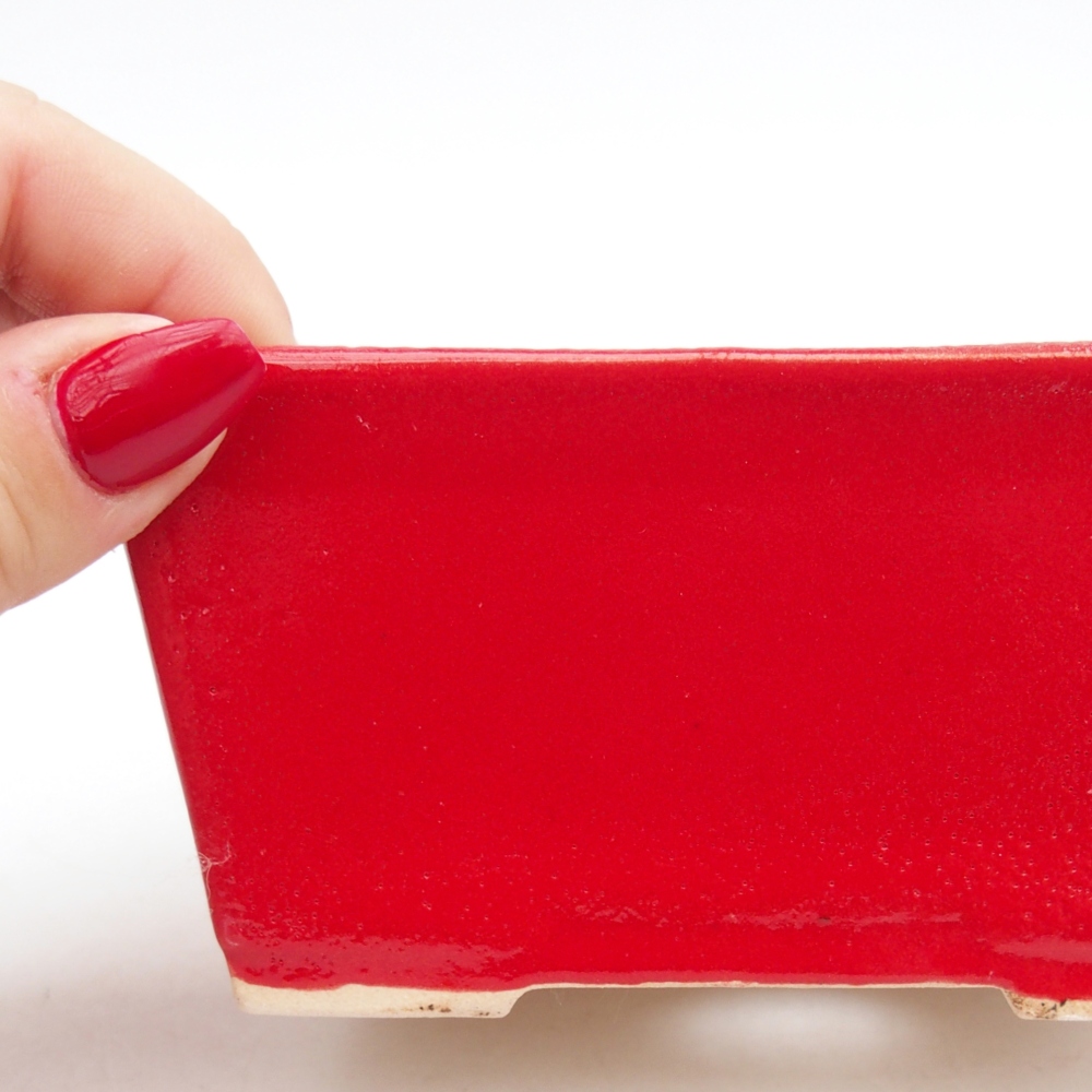 Bonsaischaal van keramiek 26 x 26 x 8 cm, kleur rood