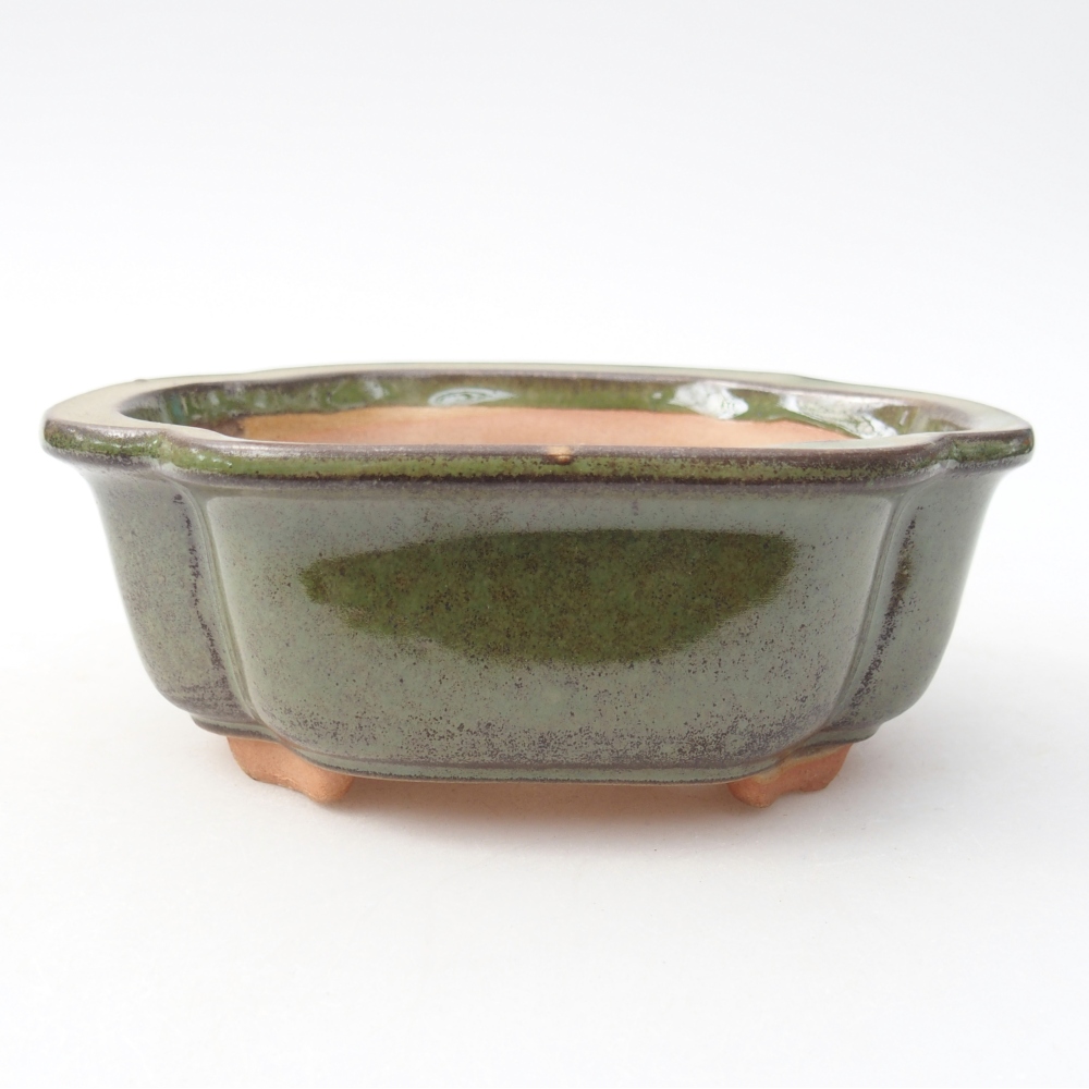 Bonsaischaal van keramiek 13 x 10 x 5 cm, groen