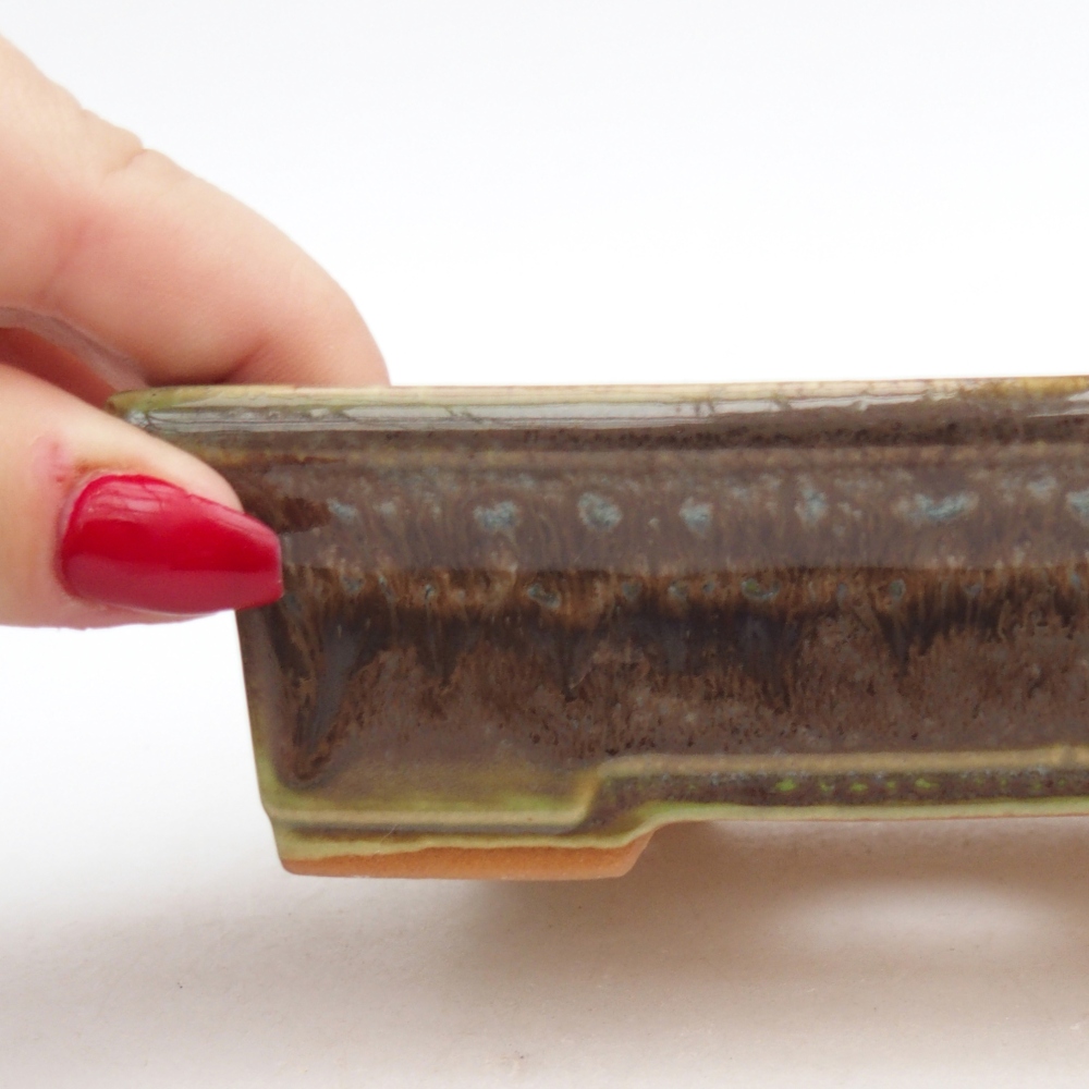 Bonsaischaal van keramiek 26 x 26 x 8 cm, kleur rood