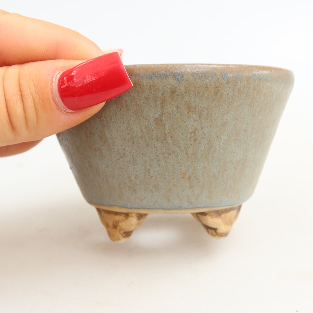 Bonsaischaal van keramiek 8,5 x 8,5 x 5 cm, kleur blauw
