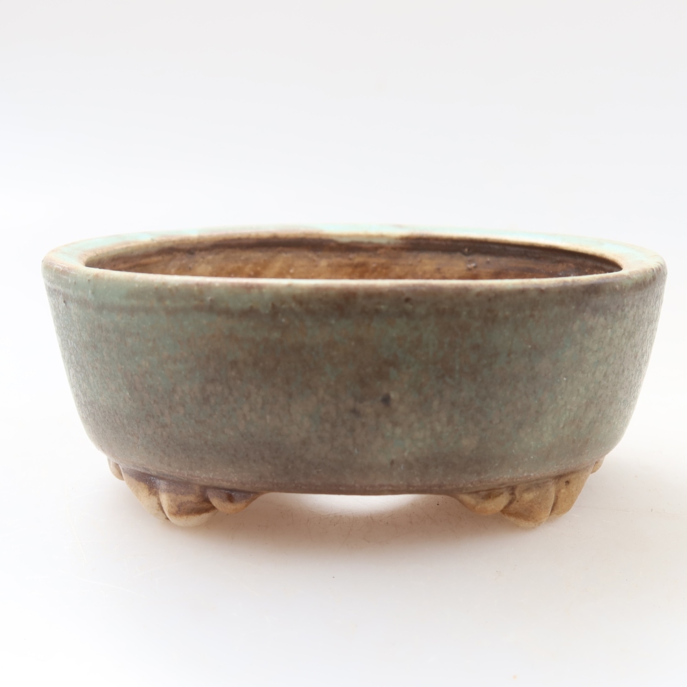 Bonsaischaal van keramiek 9,5 x 8 x 4 cm, groen