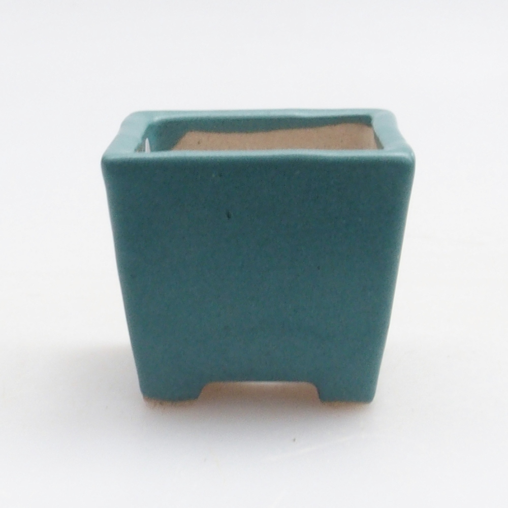 Bonsaischaal van keramiek 6,5 x 5,5 x 4 cm, kleur blauw