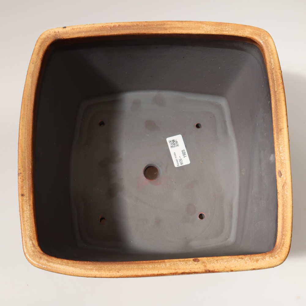Keramische bonsaipot 26,5 x 26,5 x 15,5 cm, kleur bruin