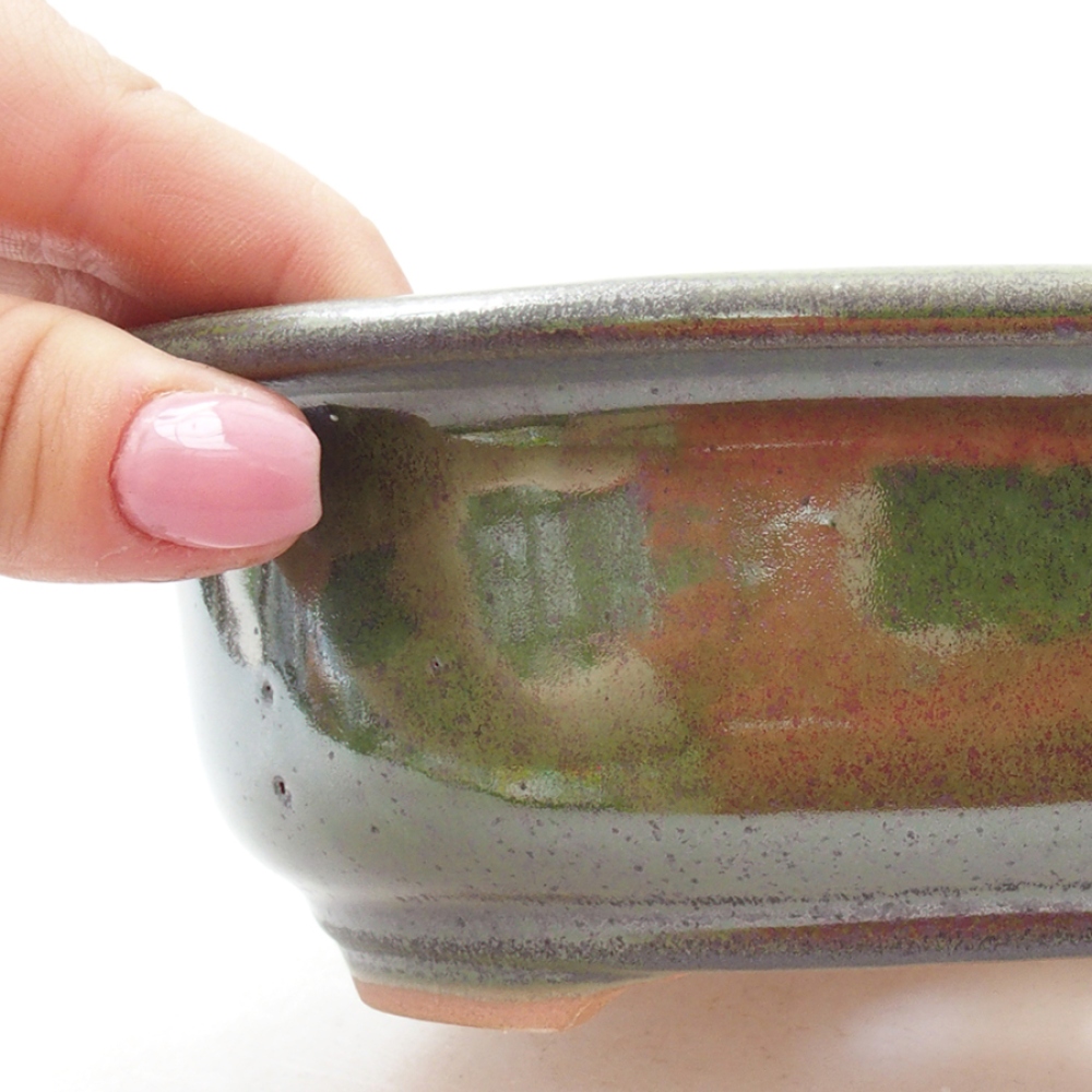 Bonsaischaal van keramiek 18 x 14,5 x 6 cm, groen