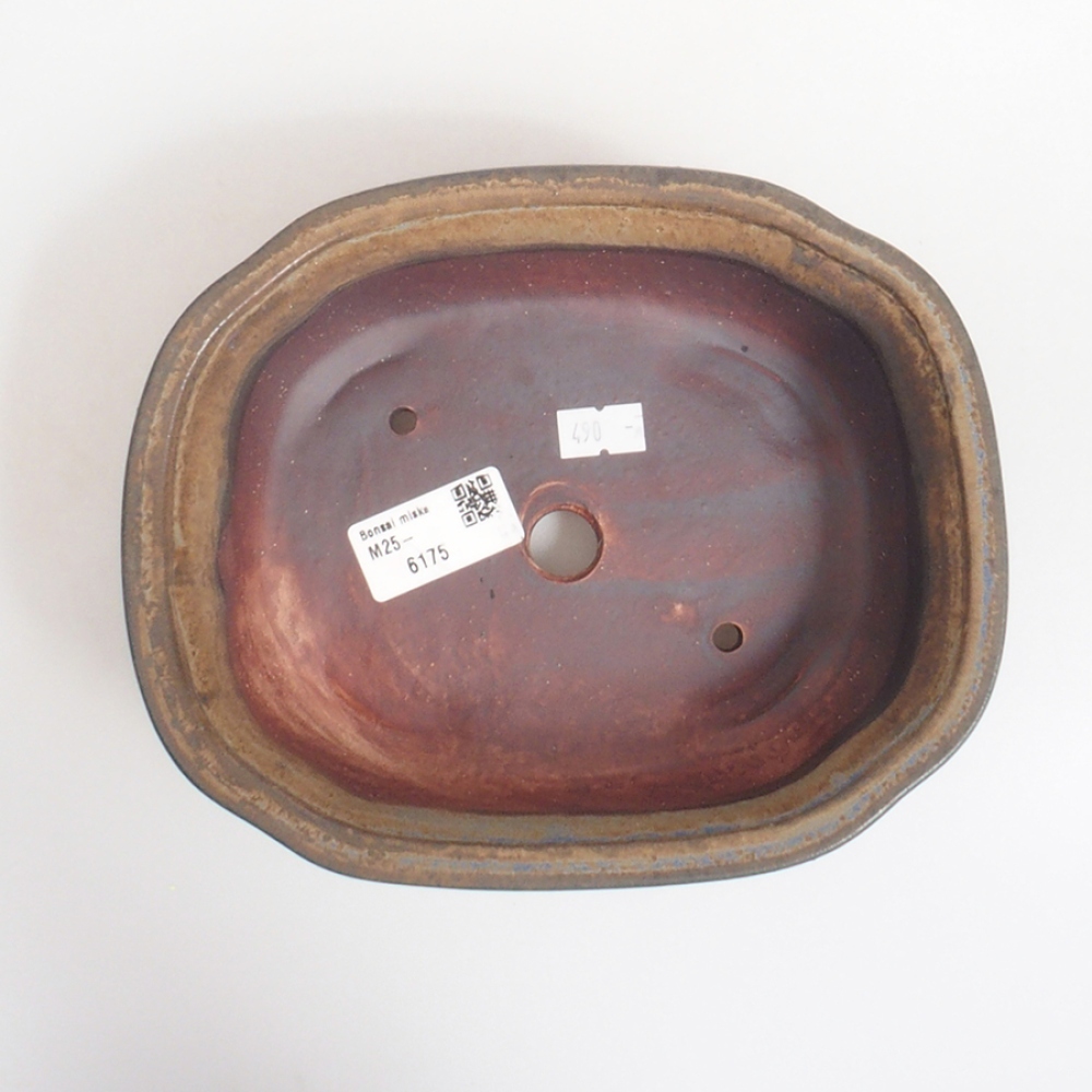 Bonsaischaal van keramiek 10 x 8,5 x 4 cm, bruin