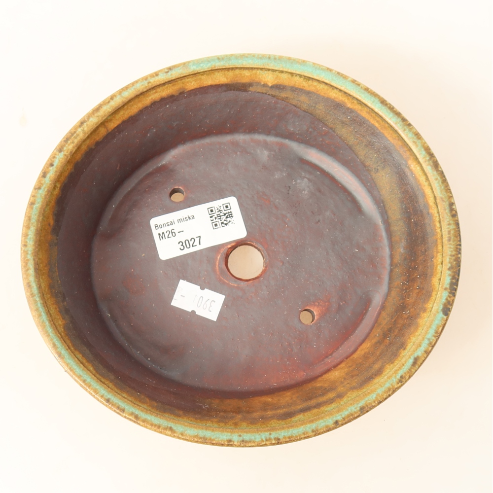Keramische bonsaipot 17,5 x 16,5 x 4,5 cm, kleur: groen