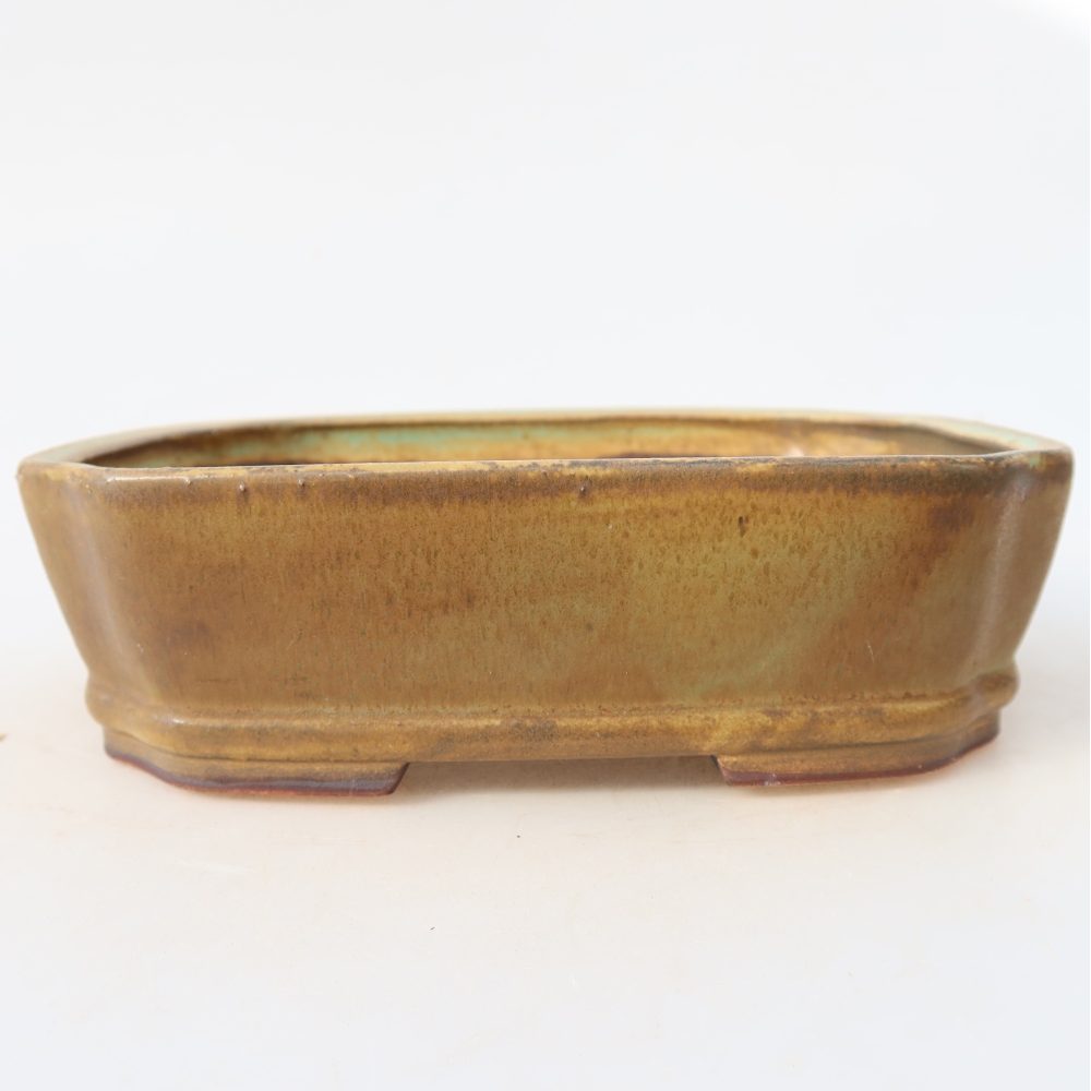 Bonsaischaal van keramiek 17,5 x 14,5 x 5 cm, groen