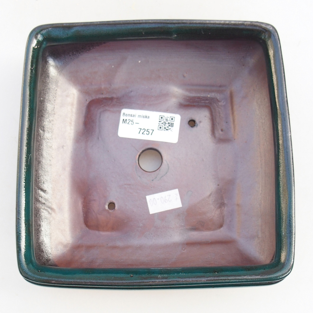 Bonsaischaal van keramiek 26 x 26 x 8 cm, kleur rood