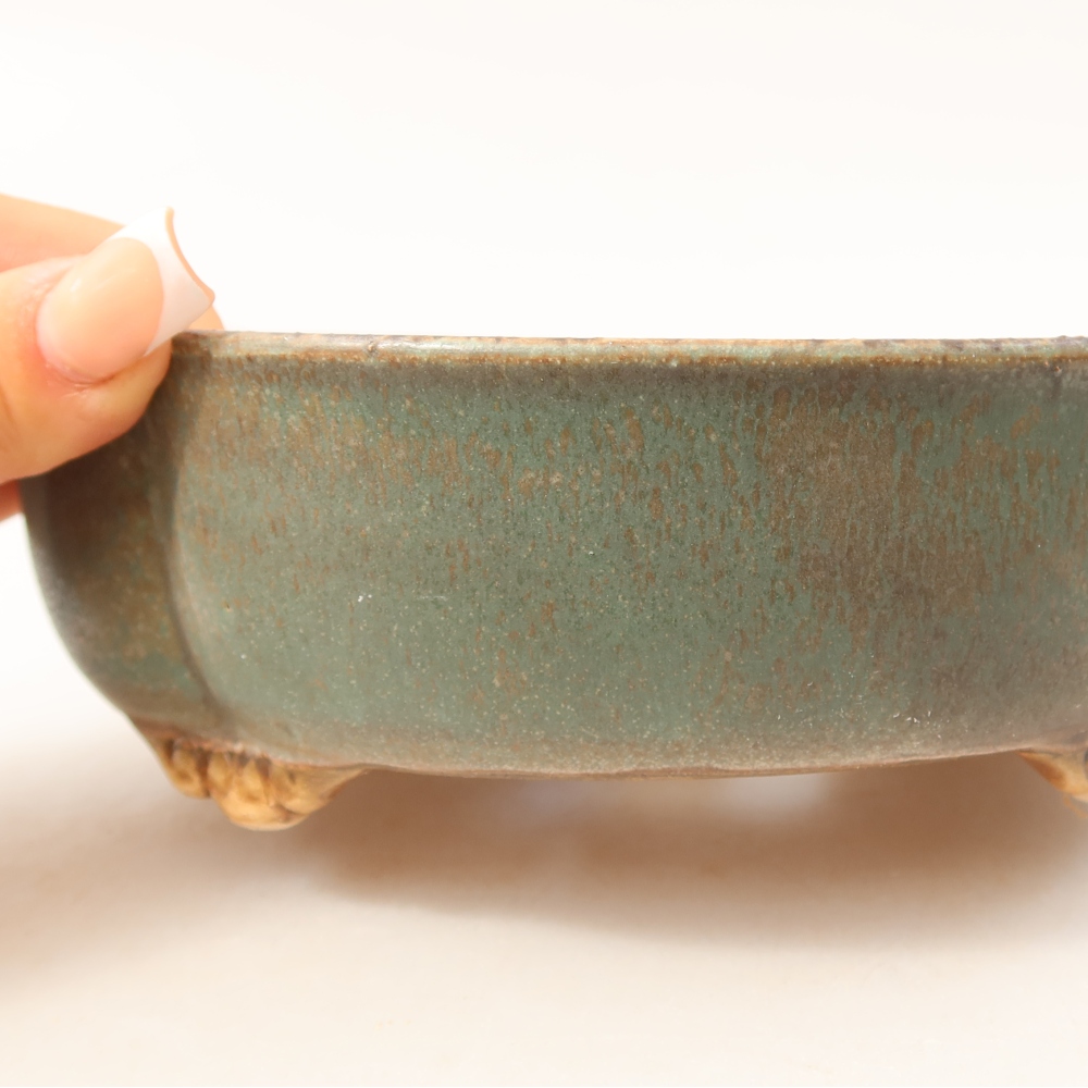 Keramische bonsaipot 17,5 x 15,5 x 5,5 cm, kleur groen