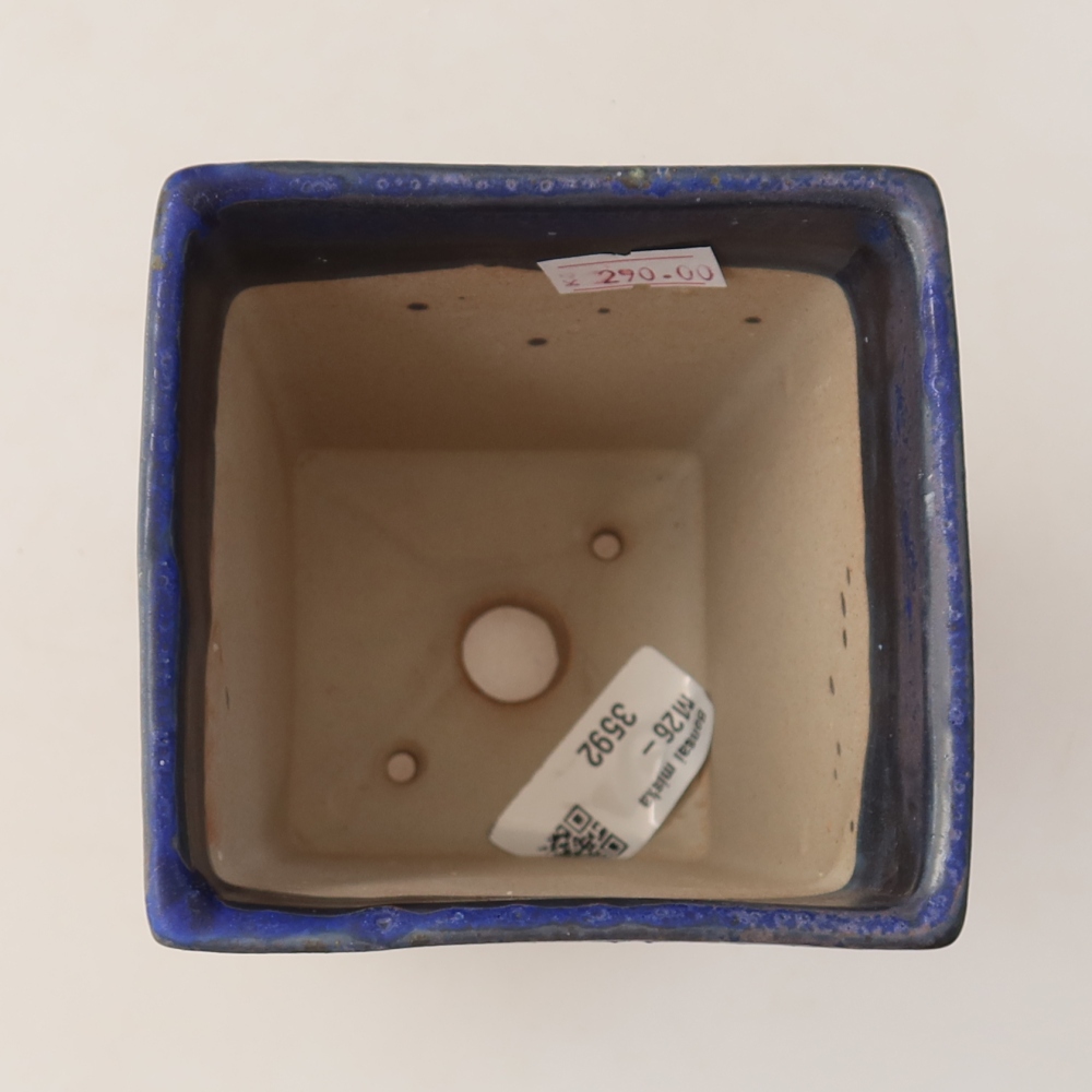 Bonsaischaal van keramiek 9 x 9 x 12,5 cm, kleur blauw