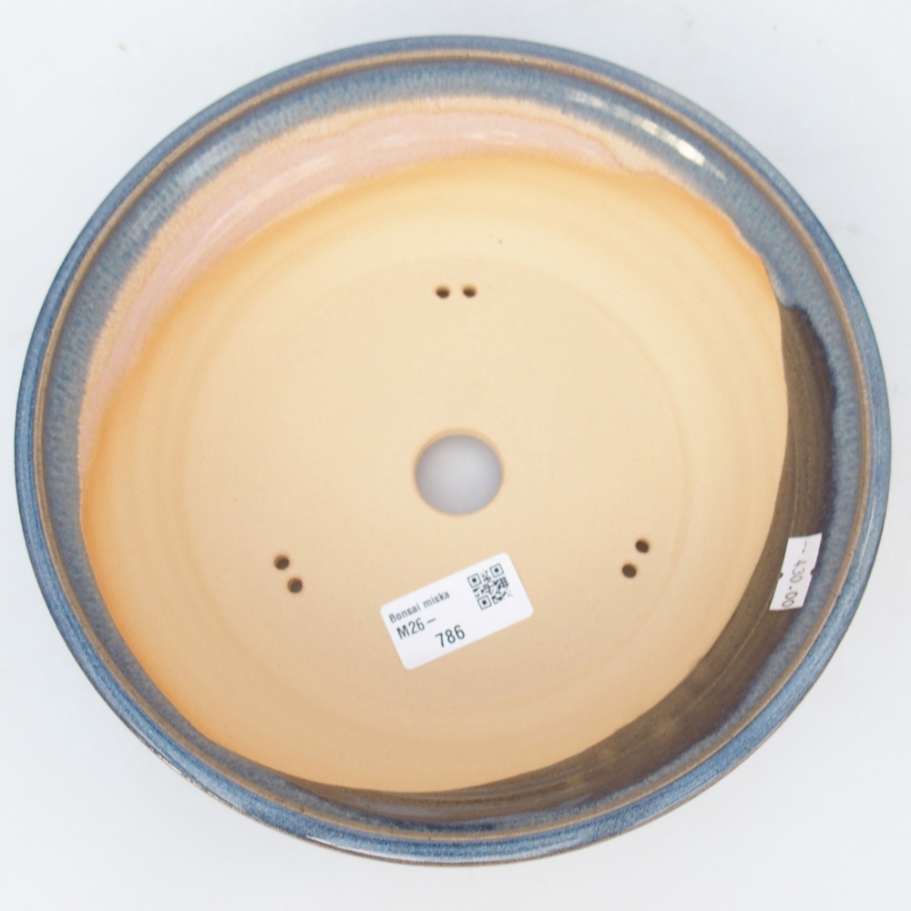 Bonsaischaal van keramiek 22 x 22 x 6 cm, kleur blauw