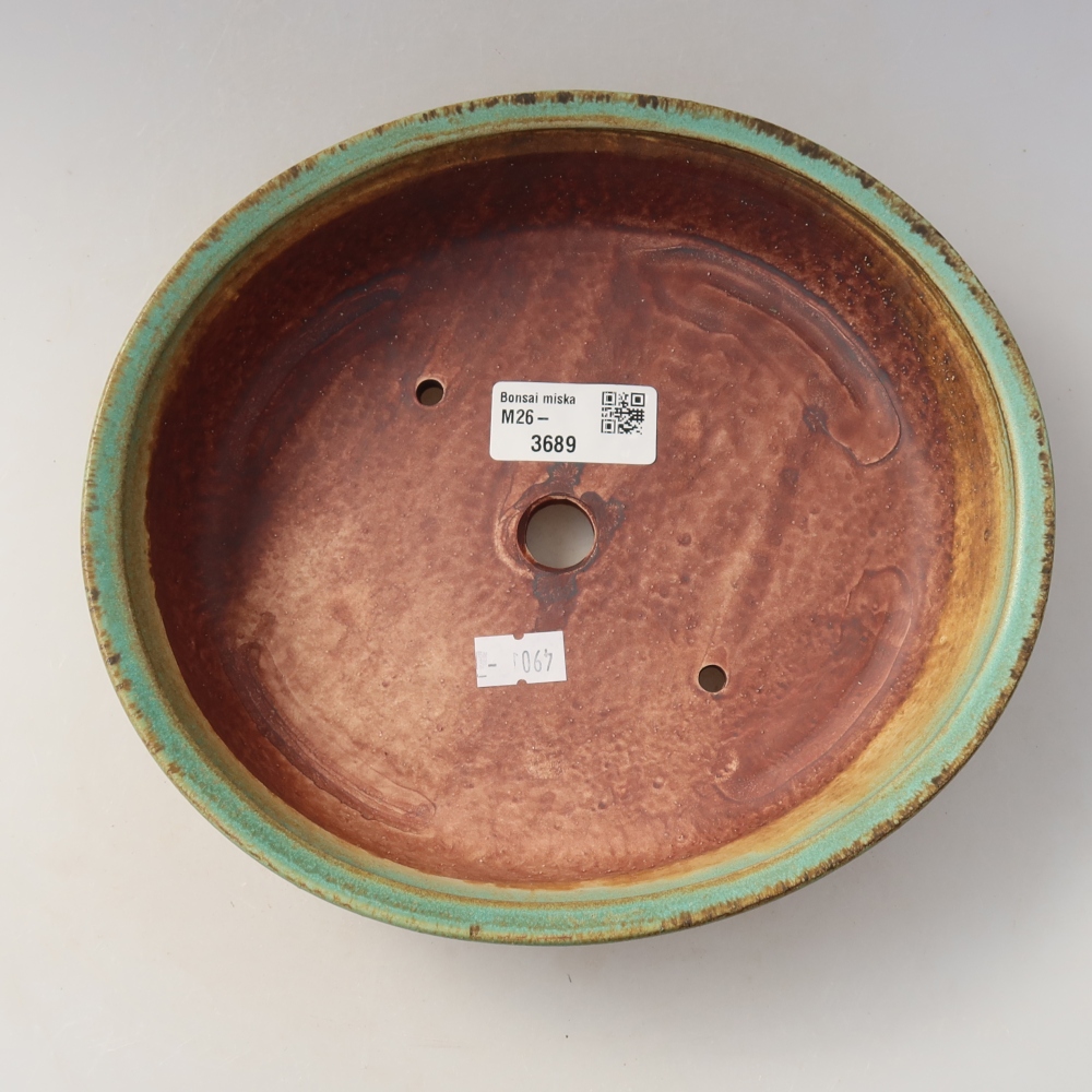 Bonsaischaal van keramiek 21 x 19 x 5 cm, groen