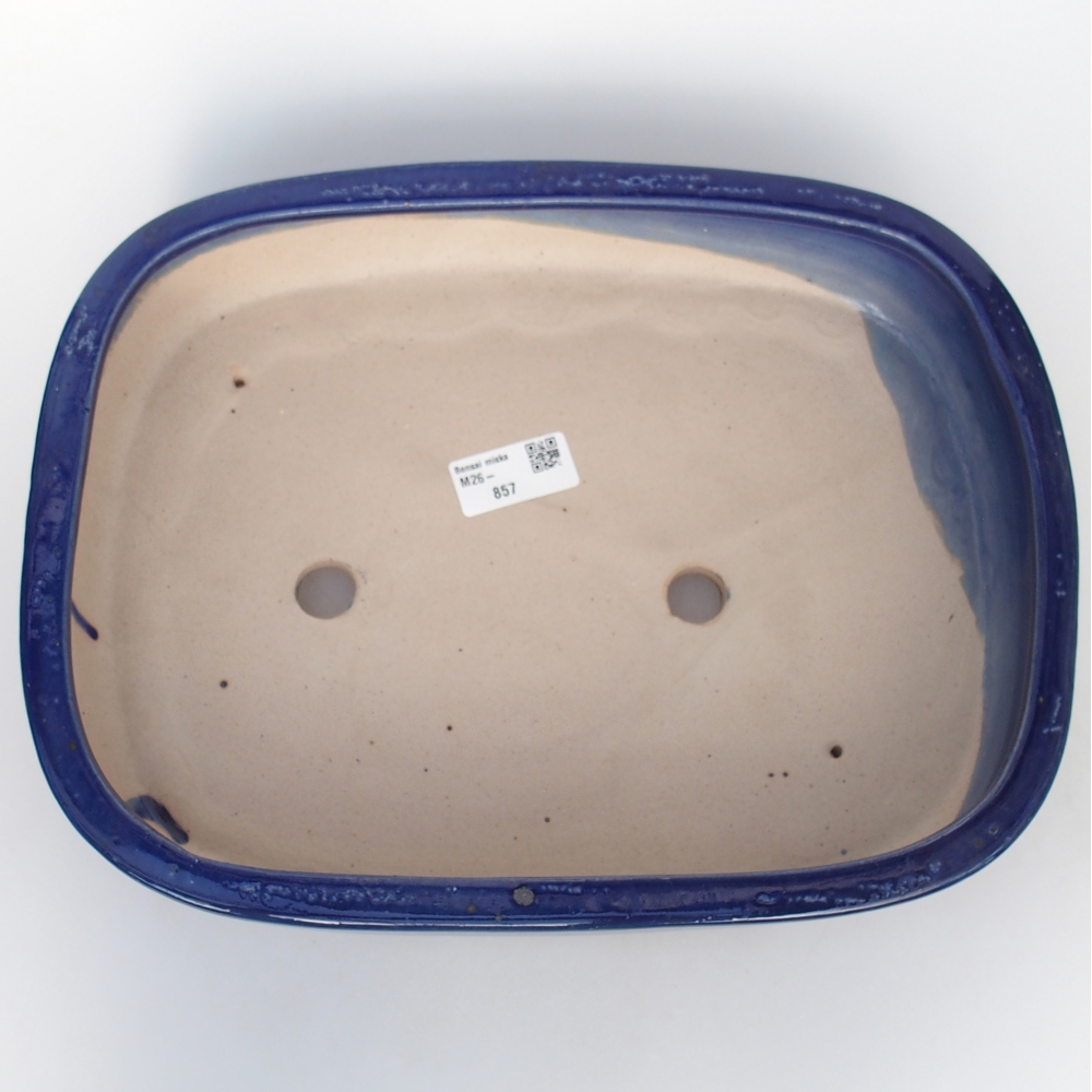 Bonsaischaal van keramiek 31,5 x 24 x 6 cm, kleur blauw