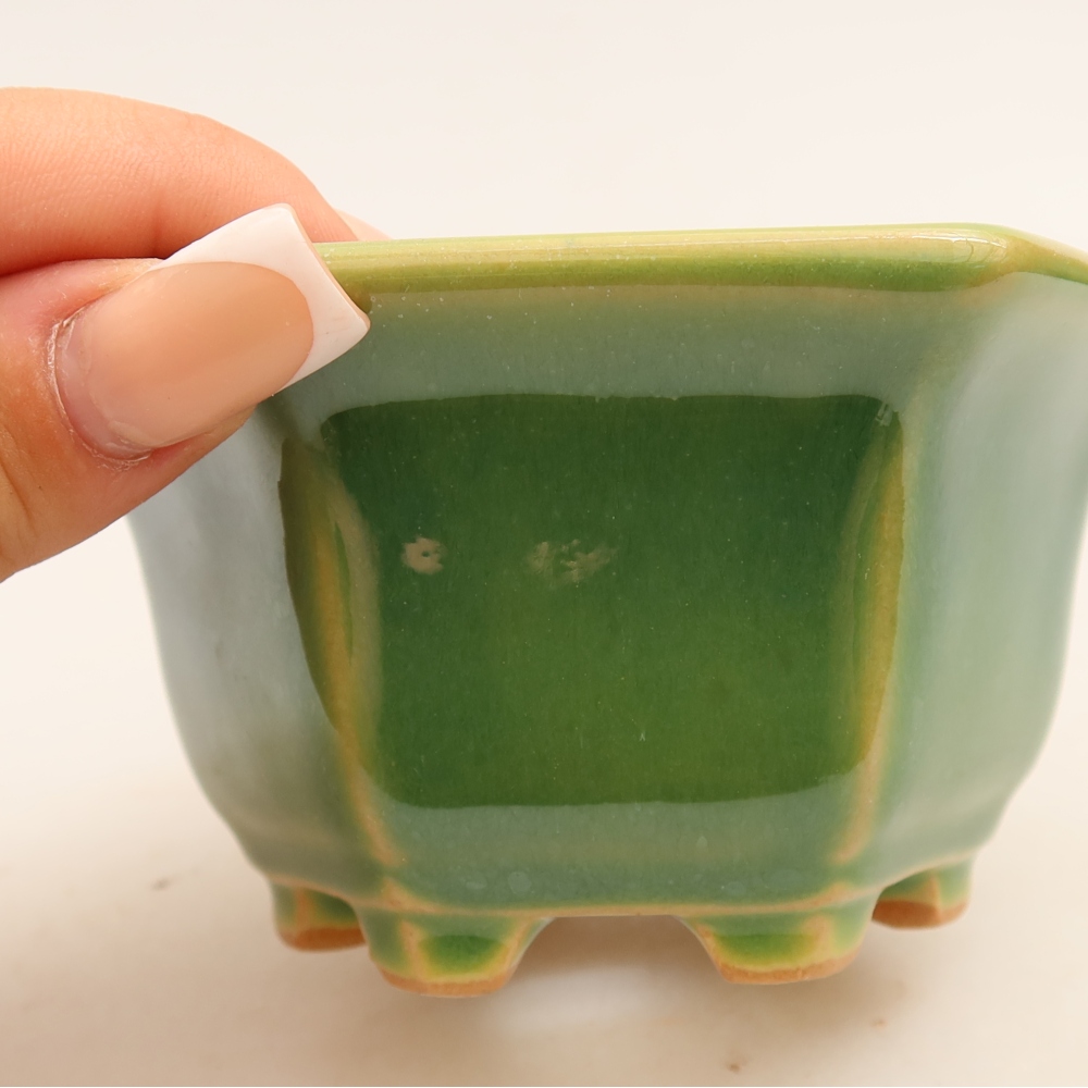 Keramische bonsaipot 10,5 x 9,5 x 5,5 cm, kleur groen
