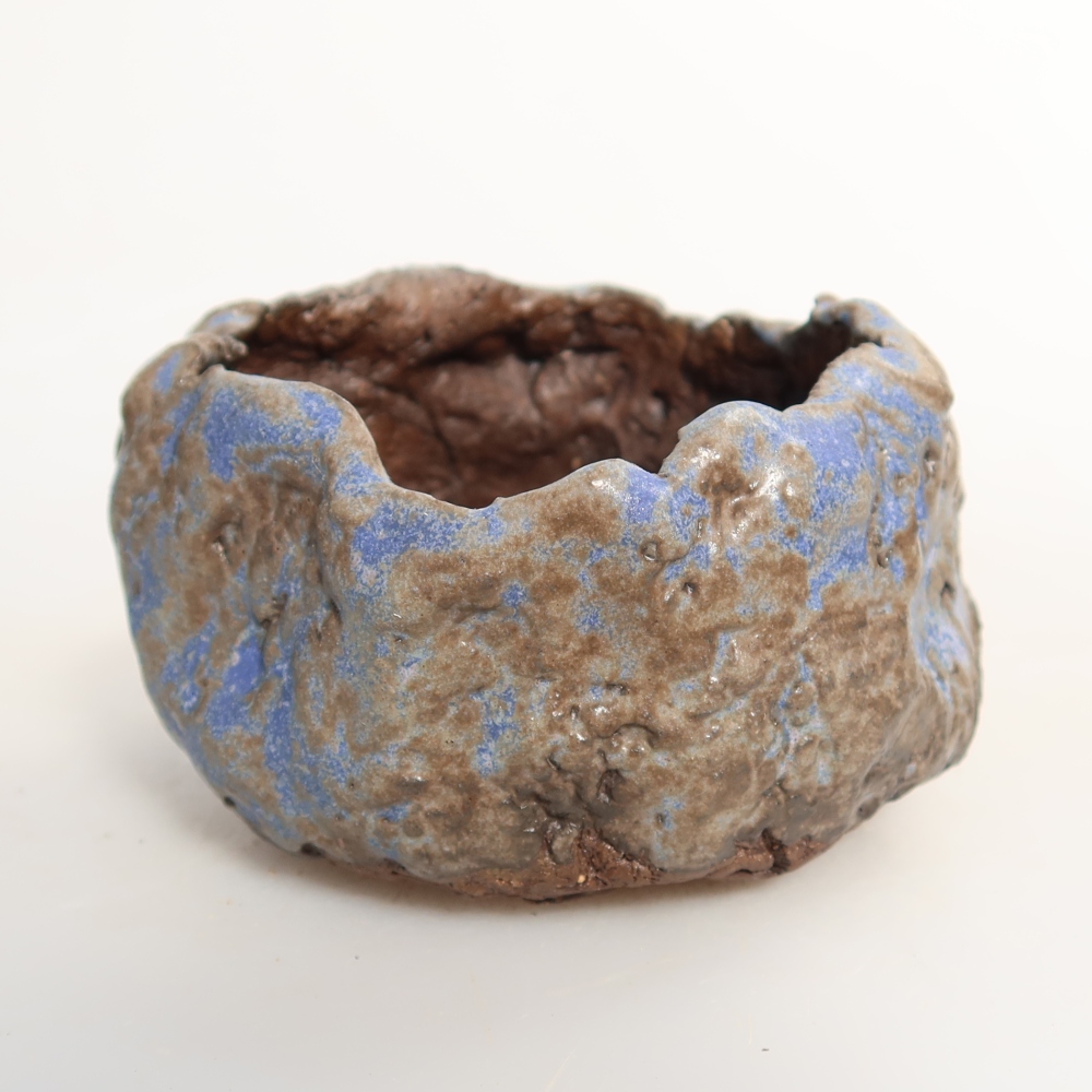 Keramische schaal  7 x 7 x 5 cm, kleur blauwbruin