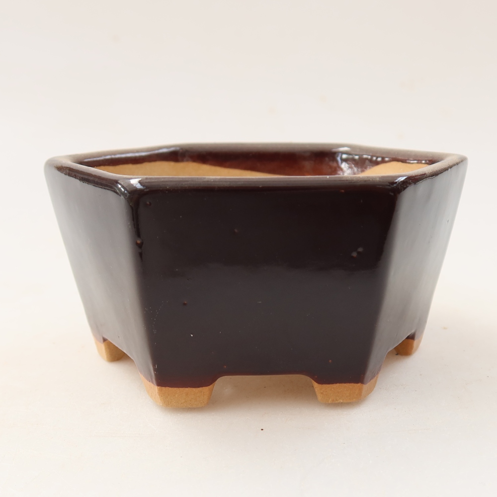 Bonsaischaal van keramiek 10 x 9 x 5 cm, bruin