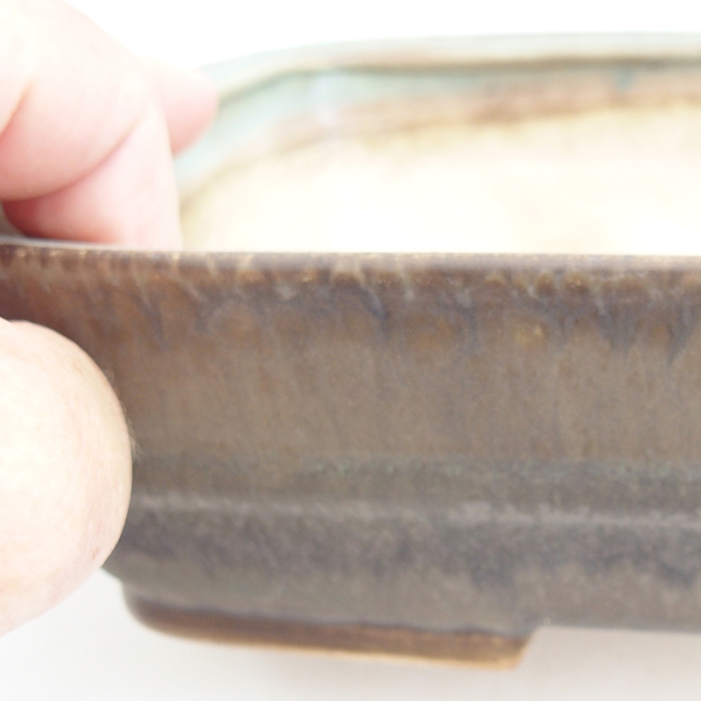 Bonsaischaal van keramiek 21,5 x 17,5 x 5,5 cm, groen