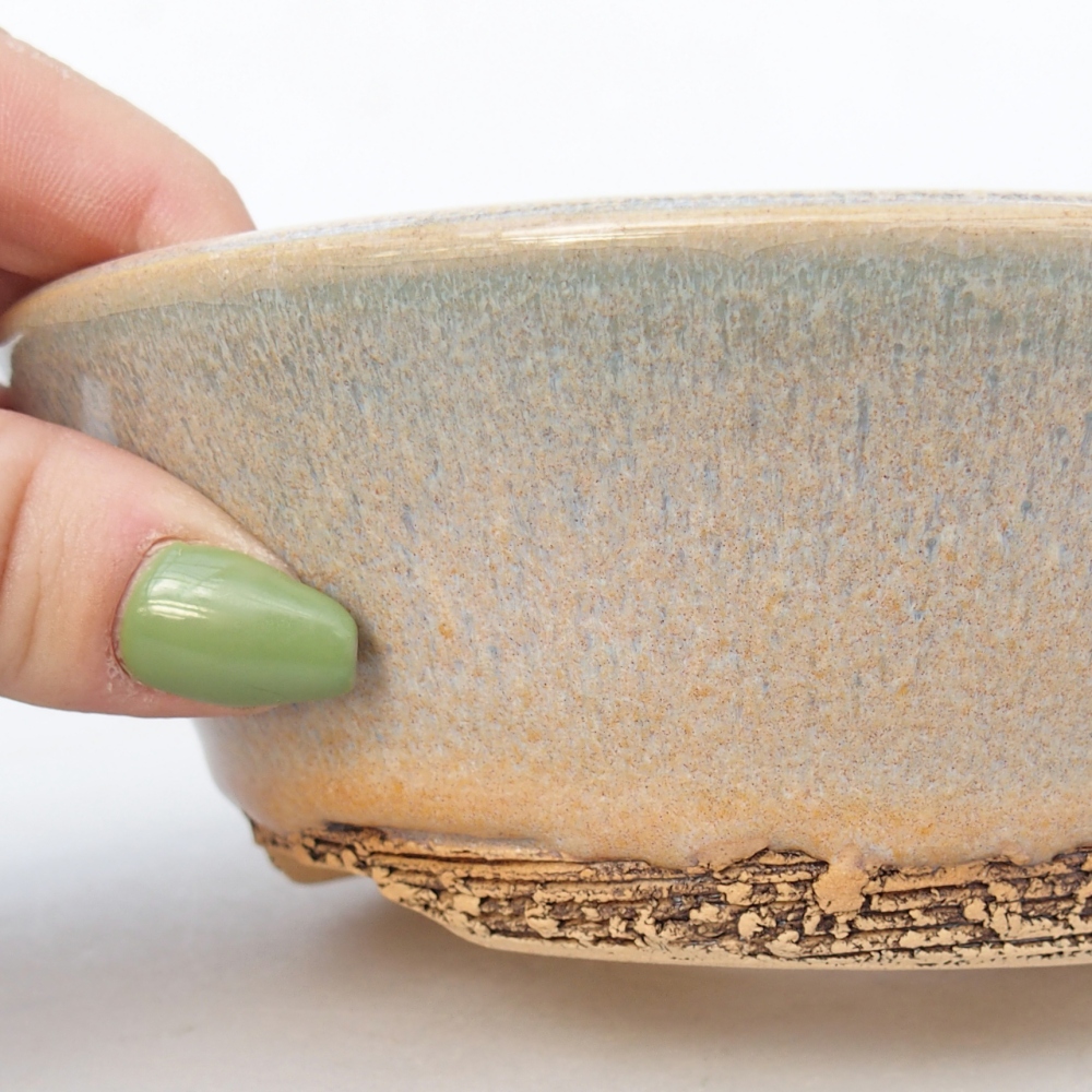 Bonsaischaal van keramiek 14,5 x 14,5 x 5 cm, groenbruin