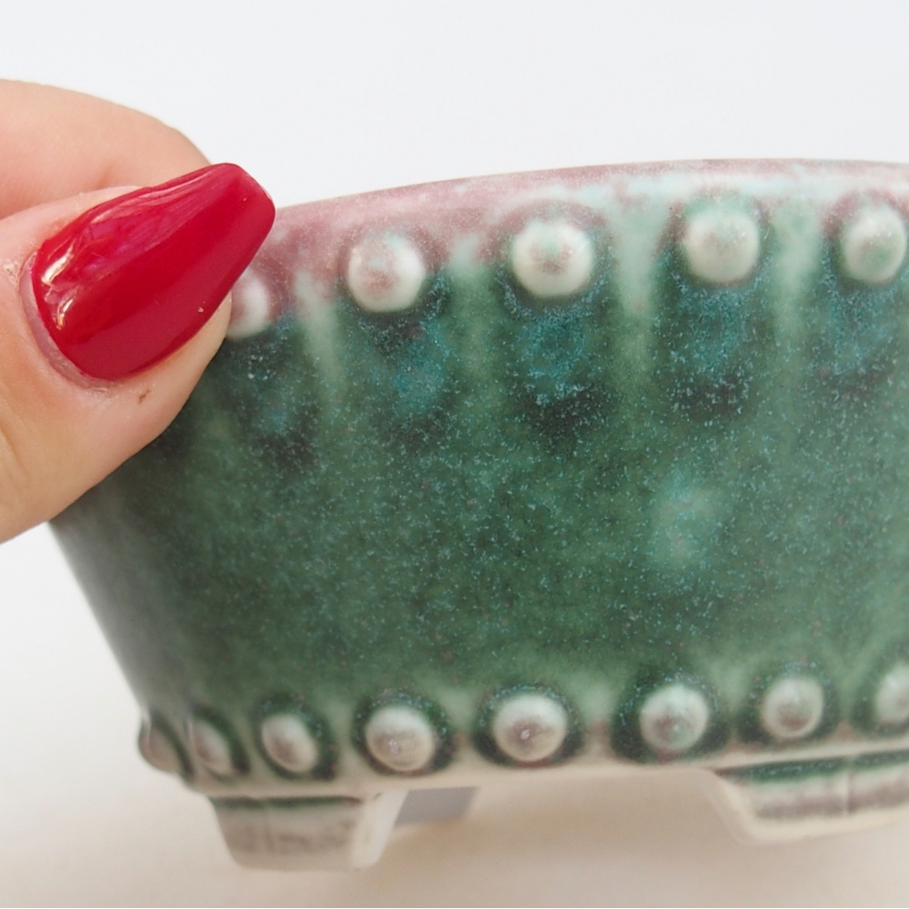 Bonsaischaal van keramiek 10,5 x 10,5 x 5 cm, groen