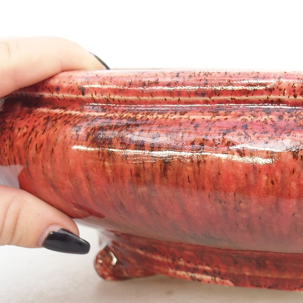 Bonsaischaal van keramiek 35 x 35 x 9,5 cm, kleur rood